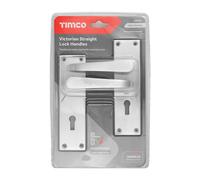 Timco - Victorian Straight Lock Handles - Satin Chrome (Size 152 x 43 - 2 Pieces) Timco Silver One Size
