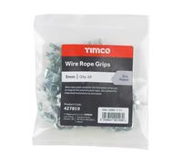 Timco Wire Rope Grips, 3mm, Zinc Plated, Pack of 20