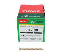 Timco Yellow C2 Strong-Fix Double Countersunk PZ2 Screws - 5 x 80mm ( 200 Box )