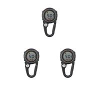 Timcryxient 3 Set Digital Carabiner Watch Clip Unisex Pocket Watch Luminous for Outdoor Sports Black 7.5x3.9 cm