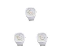 Timcryxient 3 Set Square Shape Dial Casual Wrist Watches Adjustable Rubber Strap Clock Hand Decoration Wristwatch Women Men Accessory