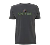 Time 4 Tee Spitfire T Shirt Plated Wording with Roundel WW2 World War 2 Plane Mod Target (Large, Grey)
