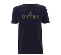 Time 4 Tee Spitfire T Shirt Plated Wording with Roundel WW2 World War 2 Plane Mod Target (Large, Navy Blue)