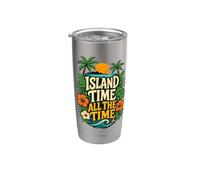 Time All The Time Palm Trees Hibiscus Stainless Steel Insulated Tumbler
