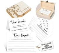 Time Capsule Box for 1st Birthday - Baby's First Birthday Keepsake Kit with 50 Pcs Minimalism Party Games Cards, Child-Suitable - Time Capsule Cards Memory Box Gift (Letters to Open at 18) -A04