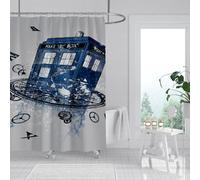 Time Clock Blue Door Bathroom Curtain Police Blue Door Shower Curtain Bathroom Decor Set with Hooks Waterproof Washable 72 x 72 inches-White