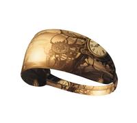 time Clock Printed Elastic Sports Headband Stretchy Sports Headband Suitable for Sports Travel and Indoor Fitness