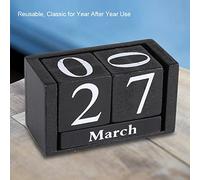 Time Concept Rustic Wooden Cubes Calendar Chic Blocks Desktop Perpetual Calendar Month Date Display Home Office Decoration(Black), Vintage Wooden Calendar,