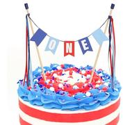 Time Flies One Bunting Cake Topper - Airplane 1st Birthday Party Decorations,Aircraft First Birthday Cake Topper,Top One Airplane Party Photo Props,Airplane Themed Blue Centerpieces