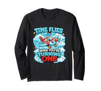 Time Flies When Having Fun 1 Flying Cute Birthday 1st Bday Long Sleeve T-Shirt