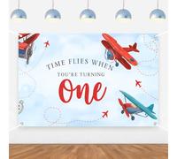 Time Flies When You are Turning One Backdrop Airplane 1st Birthday Party Decorations Red Blue Plane Time Flies 1st Birthday Party Banner for Baby Boys Girls Plane Aviation First Bday Supplies 5 * 3ft