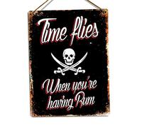 Time Flies When Your Drinking Rum - Sticky-Pads - Metal Wall Sign Plaque Art Inspirational