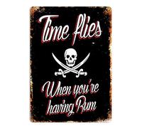 Time Flies When Your Drinking Rum - Twine - Metal Wall Sign Plaque Art Inspirational