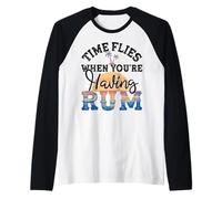 Time Flies When You're Having Rum Funny Drinking Raglan Baseball Tee
