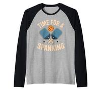 Time for a Spanking Pickleball Fans Casual Fun Summer Vibes Raglan Baseball Tee
