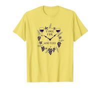 Time for Wine O'Clock Elegant Wine Lover's T-Shirt, Men, Lemon, M