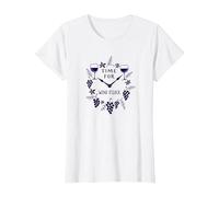 Time for Wine O'Clock Elegant Wine Lover's T-Shirt, Women, White, X-Large