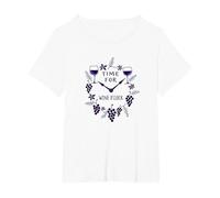 Time for Wine O'Clock Elegant Wine Lover's T-Shirt, Women's Plus, White, 1X