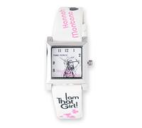 TIME FORCE HM1003 - Women's Leather Strap Watch, White/Grey