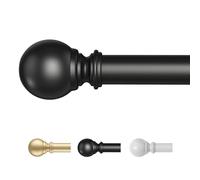 Time Forest Black Curtain Poles 76 to 305cm, 16mm Diameter Thin Curtain Pole for Light and Medium Weight Curtains Metal Adjustable Curtain Rod for Eyelet Curtains for Windows Door