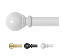 Time Forest White Curtain Poles 76 to 305cm, 16mm Diameter Thin Curtain Pole for Light and Medium Weight Curtains Metal Adjustable Curtain Rod for Eyelet Curtains for Windows Door