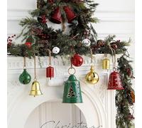 Time-Honored Bell Design in Wrought Iron for Christmas For Tree, Staircase, or Seasonal Interior Use (Red)