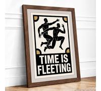 Time Is Fleeing Vintage Framed Wall Art Print A2 Walnut