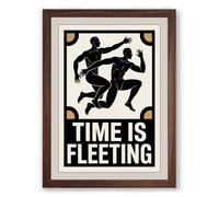 Time Is Fleeing Vintage Framed Wall Art Print A4 (29.7×21cm) Walnut, Wall Decor for Living Room, Bedroom, Office & Home, Ready to Hang, Art Gift