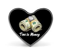 Time Is Money Cash Button Pins Heart Lapel Pin Badge Button Brooch Craft Gift Decor for Women Men