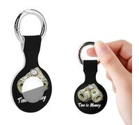 Time Is Money Cash Silicone Protective Case Compatible for Airtag Tracker Holder with Key Ring for Men Women