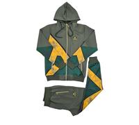 Time Is Money Jamaica Tracksuit for Men - Slim Fit Hoodie & Joggers Set - Polyester - Black, White, Olive (UK, Alpha, M, Regular, Regular, Olive)