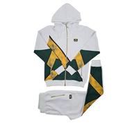 Time Is Money Jamaica Tracksuit for Men - Slim Fit Hoodie & Joggers Set - Polyester - Black, White, Olive (UK, Alpha, L, Regular, Regular, White)