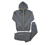 Time Is Money Men's Designer Jah Rastafari Lion of Judah Athletic Cotton Fleece Tracksuit, Charcoal Grey, Black (UK, Alpha, L, Regular, Regular, Charcoal Grey)