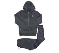 Time Is Money Men's Slim Fit Tracksuit Set - Hoodie & Joggers - 100% Polyester - Black or White - 2 Styles Available (UK, Alpha, M, Regular, Regular, Black 1)