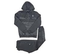 Time Is Money Men's Slim Fit Tracksuit Set - Hoodie & Joggers - 100% Polyester - Black or White - 2 Styles Available (UK, Alpha, XXL, Regular, Regular, Black)