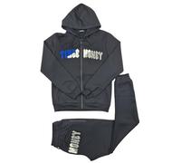 Time Is Money Men's Unique Designer Urban Trap Style Decoded Star Tracksuit, Black, Grey (UK, Alpha, L, Regular, Regular, Black)