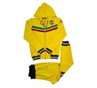 Time Is Money Men's Urban Double Rasta Lion Stripes Hooded Designer Tracksuit, Black, Yellow, Red, Olive (UK, Alpha, 3XL, Regular, Regular, Yellow)
