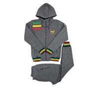 Time Is Money Men's Urban Rasta Lion Zip Coloured Designer Cotton Fleece Tracksuit, Black, Charcoal Grey, Olive (UK, Alpha, S, Regular, Regular, Charcoal Grey)
