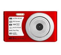 Time Lapse 48MP Compact Digital Cameras For Photography 16X Auto Focus Slow Motion Loop Video Recording Camcorder 2.8" Screen Takes Sharp Smooth(64G SD Card,Red)