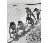 Time Life Models Playing Leap Frog Canvas Print, Multi-Colour, 40 x 50 cm