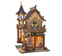 Time Magic Workshop DIY Miniature House Kit, 3D Wooden Puzzle for Adults - Magic Themed Architecture Model with Clock Tower & Furniture (365 Pieces)