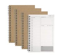 Time Management Manual to Do List Daily Planner Notepad Brown Kraft Cover Spiral Plan Notebook 100 Pages/ 50 Sheets 19 x 13cm (4 Pack)
