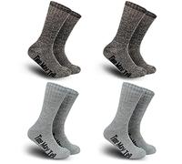 Time May Tell Men's Merino Wool Hiking Cushion Socks (2 Light Grey, 2 Brown (4 Pairs), US Size 5~9)