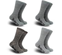 Time May Tell Men's Merino Wool Hiking Cushion Socks Pack (2Dark Grey, Light Grey, Brown (4 Pairs), US Size 9.5-13)