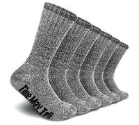 Time May Tell Mens Merino Wool Hiking Cushion Socks Thermal Warm Crew Winter Boot Socks Pack (2/4 Pair,6-13 Size), Dark Grey(3 Pairs), 9-13