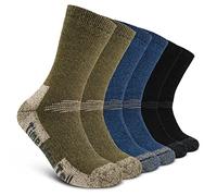 Time May Tell Mens Merino Wool Hiking Cushioning Socks For Outdoor Wool-Socks-For-Mens 3 Pack, Black，green，blue(3 Pairs), 9-13