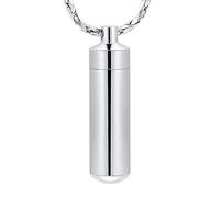 Time Memory Hourglass Glass Cremation Jewelry Urn Necklace For Ashes Jewelry Cremation Jewelry Keepsake Memorial (Silver)