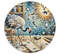 Time Mending Crane 1000 Pieces Jigsaw Magic Fantasy Round Jigsaw for Adults And Kids Modern Unique Challenge Games Scene Creative 1000pcs (67.5x67.5cm)