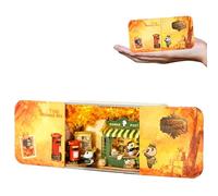Time Message Box Miniature Doll's House Kit, Enchanted Encounter, with LED lighting, tin case with sliding lid, 3D model, creative gift (Autumn)
