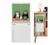Time Organizer, Feline Artwork Calendar, Animal Lovers Present, Hanging Device Fixture, Office Study Supply, Year Long Visual Aid, Easy Wall Mount Setup, Home Decor Element